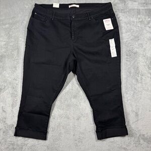 Levi Strauss Signature 22W Mid-Rise Black Capri Pants Stretch NWT‎